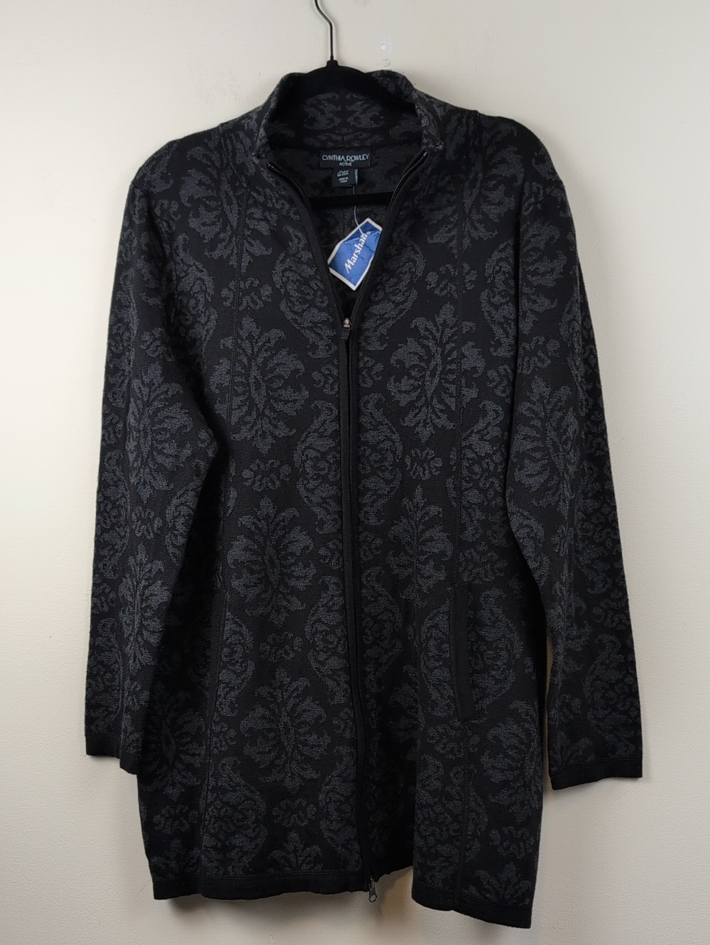 NWT Cynthia Rowley Active Nordic Pattern Zip-Front Long Sweater Jacket Size 2X